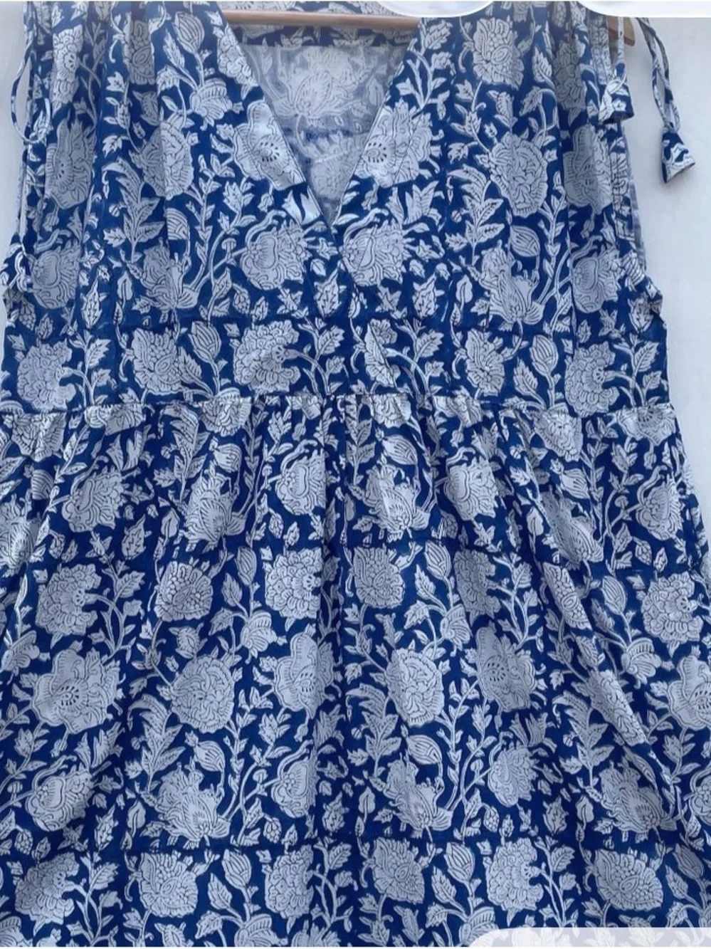 Women’s Hand-block Print Blue Floral Print Summer Dress